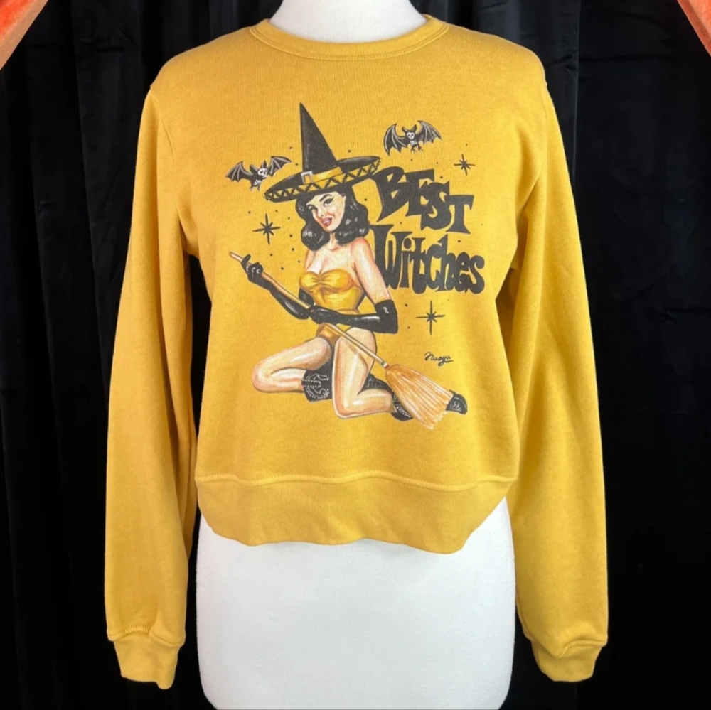 NWOT Yellow Best Witches fleece sweatshirt